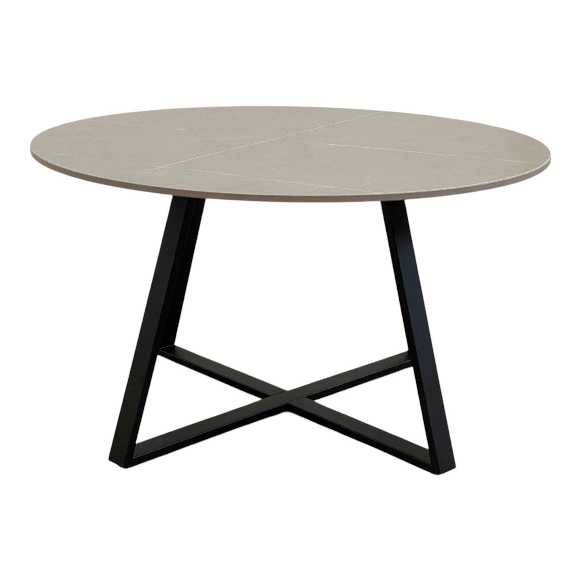 Table basse ronde céramique coloris gris pieds métal noir - RONDO