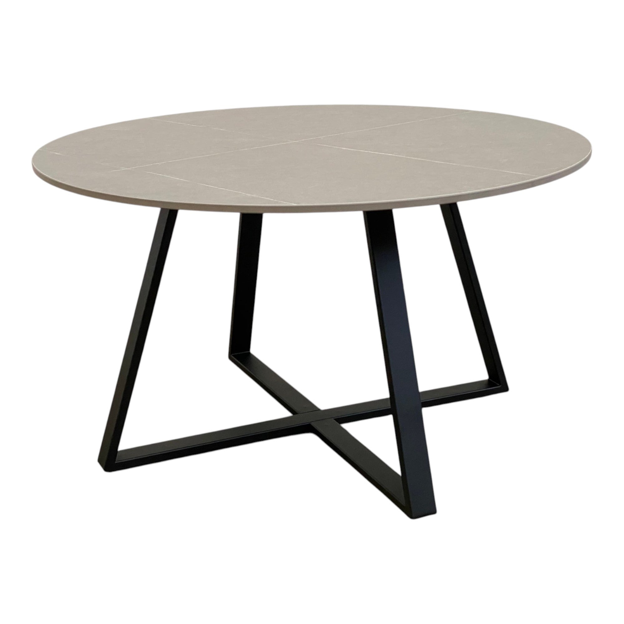 Table basse ronde céramique coloris gris pieds métal noir - RONDO