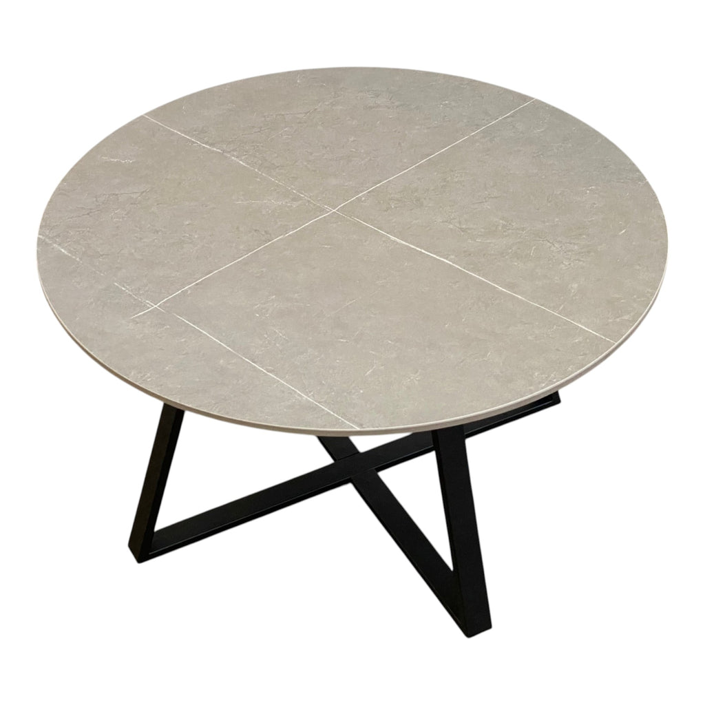 Table basse ronde céramique coloris gris pieds métal noir - RONDO