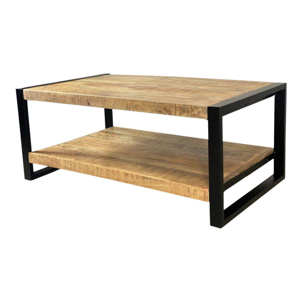 Table basse rectangulaire bois massif pieds métal - BUBON