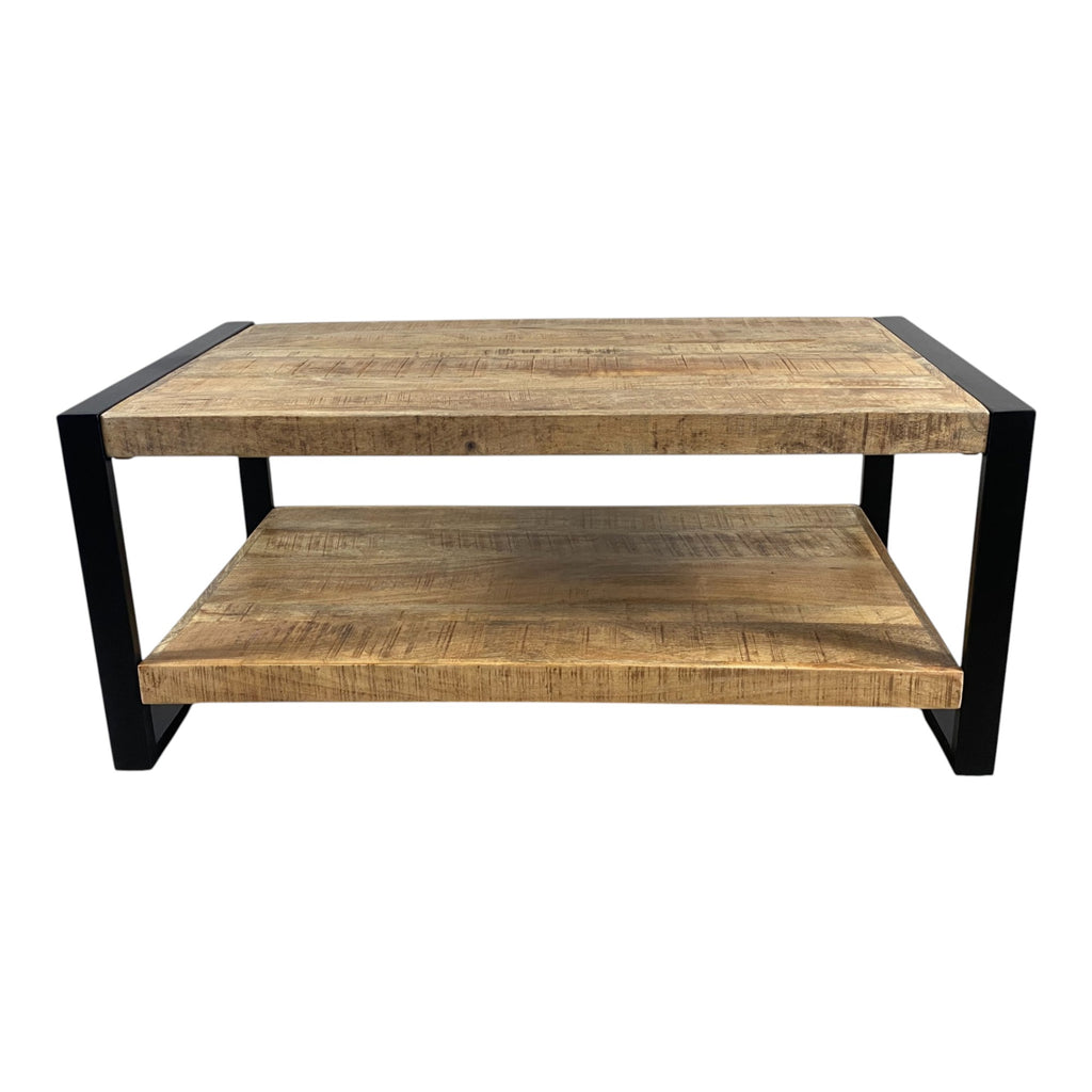 Table basse rectangulaire bois massif pieds métal - BUBON